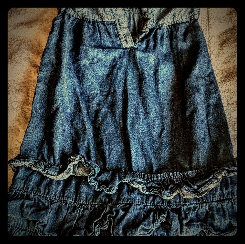 Toddler DKNY denim short sleeve ruffle dress, 5T